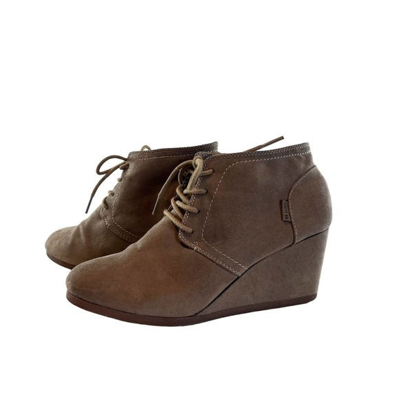route 66 Emerson Taupe women's size 9M. Brown Wedge booties fabric Upper #83 - Picture 8 of 9